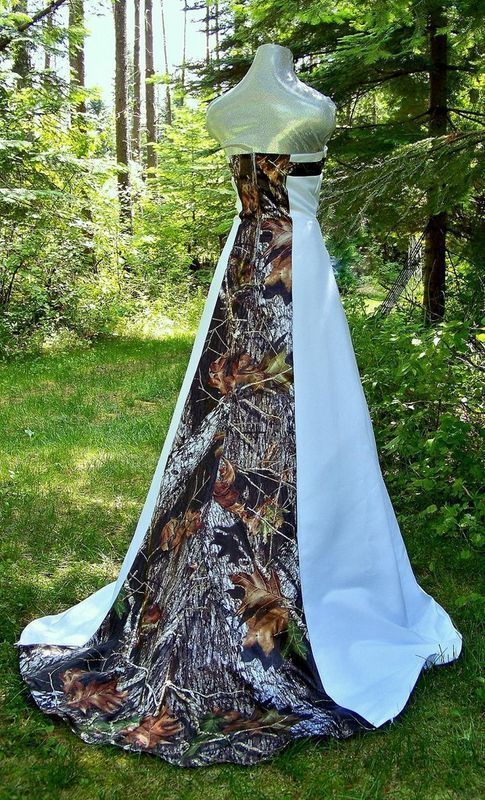 custom made in the usa camo wrap waist wedding gown