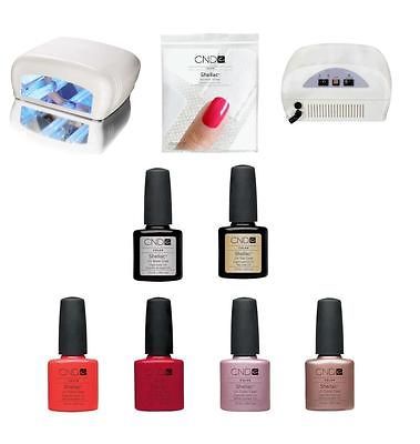 CND SHELLAC 9 PC STARTER KIT SET + 1 36W UV LAMP 1 BASE 1 TOP 4 COLORS 