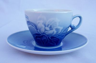 Copenhagen Porcelain Cobalt Blue & White Demitasse Cup & Saucer 