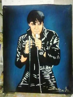 elvis presley oil painting on black velvet by zalas time