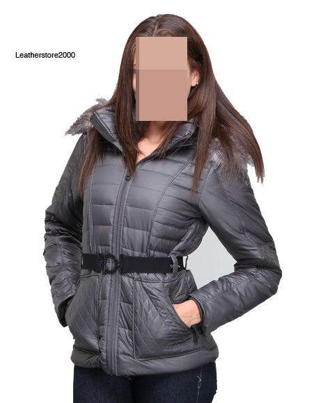 100% Authentic The North Face Womens Parkina Jacket Grey W/Hood & Fur 