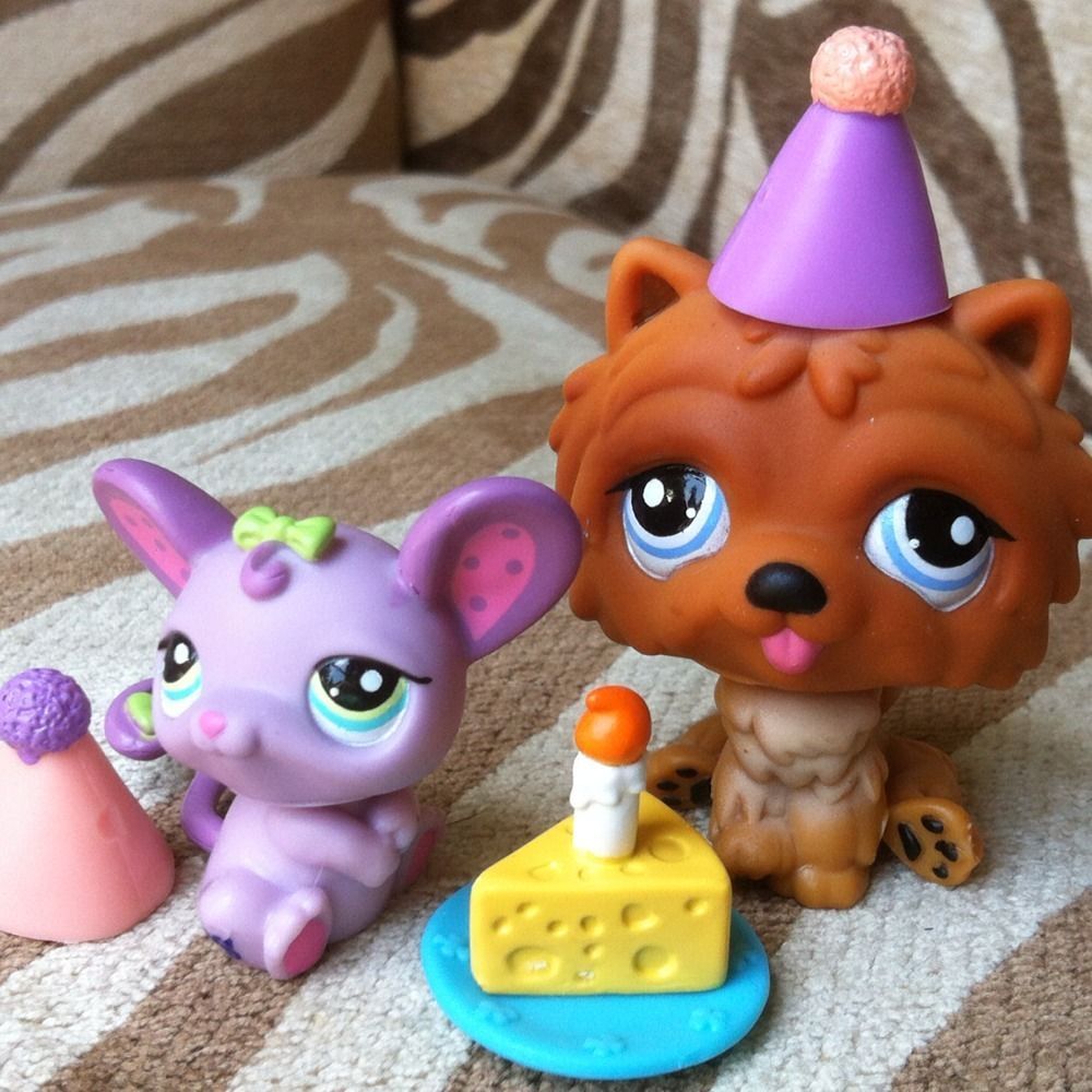 Littlest Pet Shop✿#1830 PURPLE/PINK MOUSE & #1831 BROWN CHOW✿PARTY 