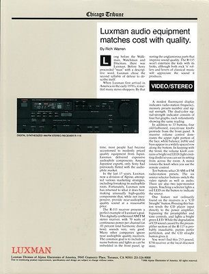 Newly listed Original Luxman R 115 Receiver Sales Brochure.