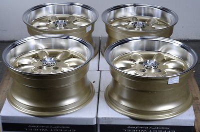 15 4x100 Gold Effect Rims Intergra Lancer Polished Lip Low Offset 4 