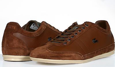 Lacoste Shoes Mens Lace Up Sneakers Misano 19 Brown Leather Suede NEW 