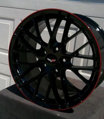 19/20 Black C6 ZR1 WITH RED LIP CORVETTE WHEELS FOR Z06/ZR1/GRAND 