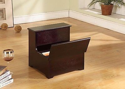 Kings Brand Cherry Finish Wood Bed Bedroom Step Stool With Storage 