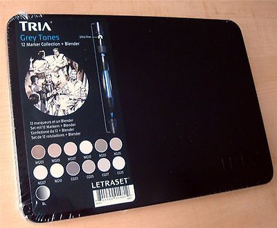 new letraset tria 12 marker set with blender grey tones