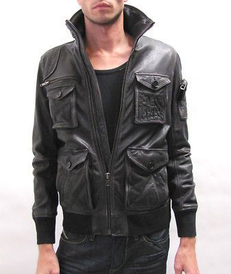 Diesel Leather Jacket Lecord Giacca Zipper Up Sexy Black Men $895 BNWT