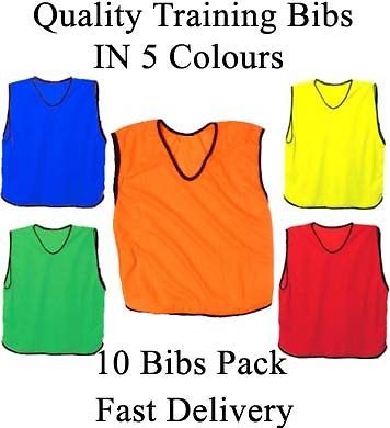 10 X FOOTBALL TRAINING BIBS TOP QUALITY FOOTBALL NETBALL RUGBY HOCKEY 