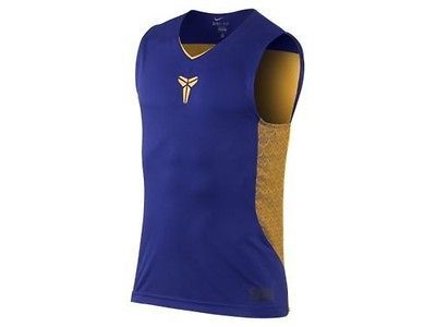 NIKE Mens Kobe 7 Lakers Dri Fit Sleeveless Tank Top Shirt Blue/yel 