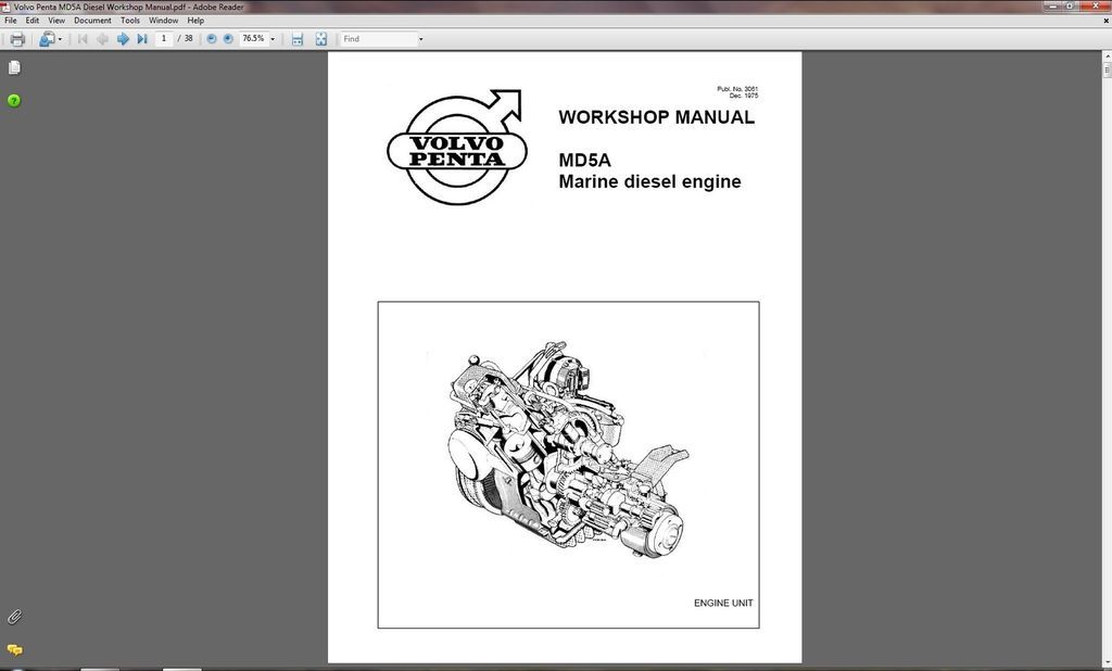 Volvo Penta MD5A Marine Diesel Motor Repair Manual CD     MD 5A
