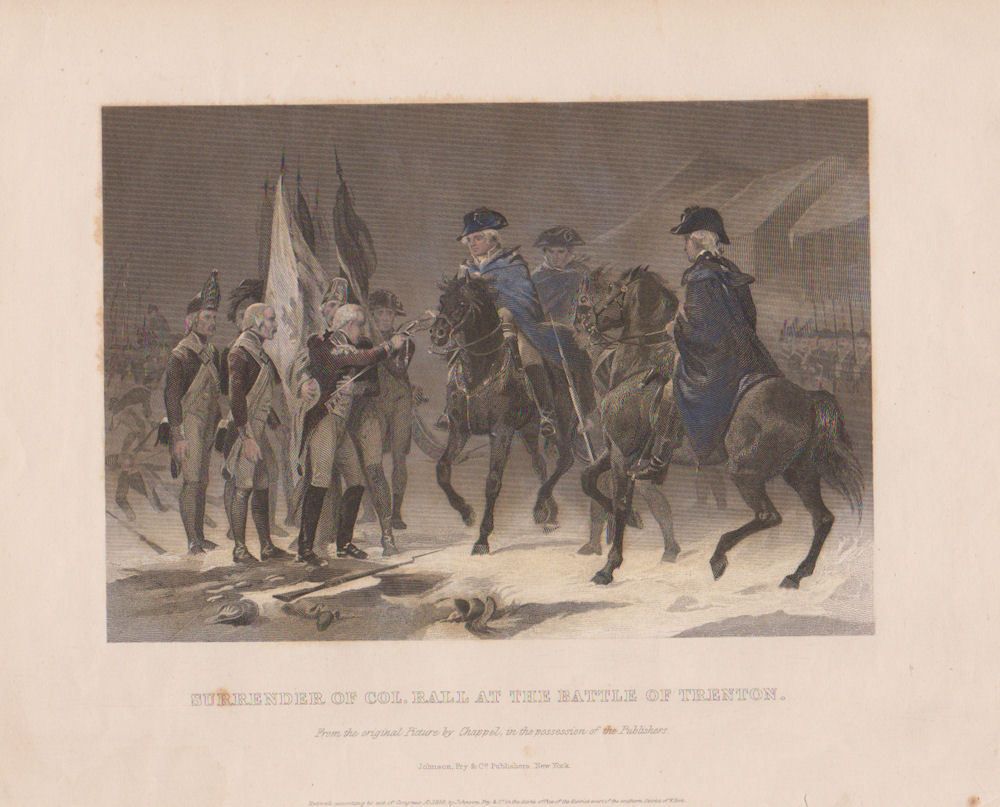 George Washington Battle Trenton Revolutionary War Hand Colored 