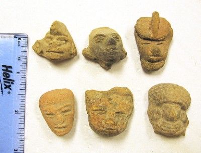 Pre Columbian Artifacts, Lot of 20, Beads/Carved Stones, Faces