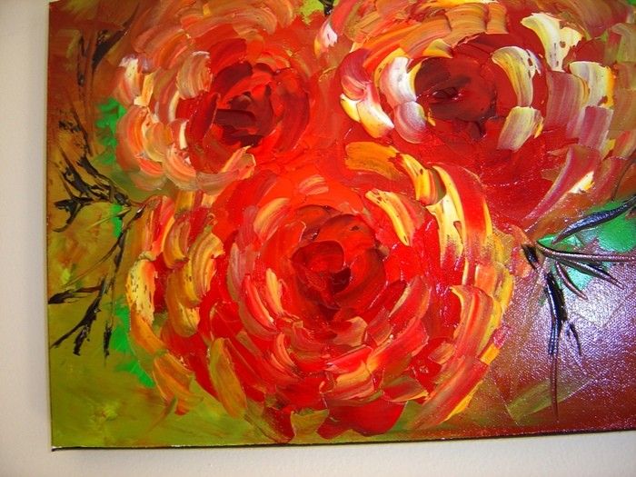   ORIGINAL FINE ART MODERN OIL PALETTE KNIFE PAINTING Eugenia Abramson