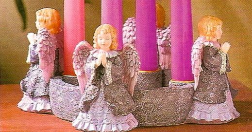 Nice Advent Wreath Glittery Christmas Angels Lavendar