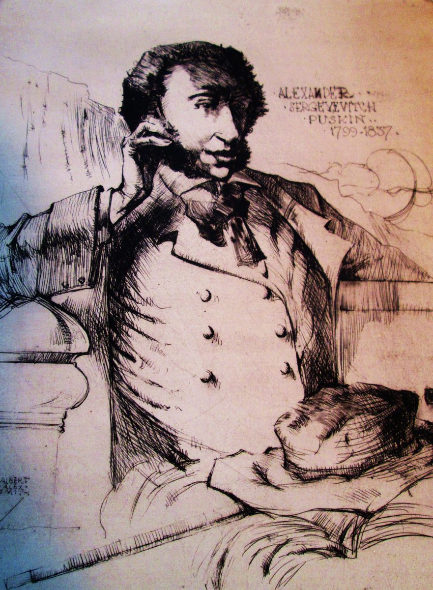 ALBERT ALEXANDER SMITH ETCHING PUSHKIN AFRICAN AMERICAN SIGNED 