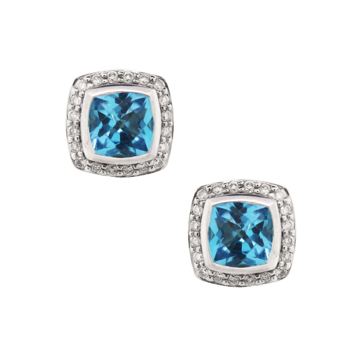 David Yurman Albion Blue Topaz Diamond Earrings