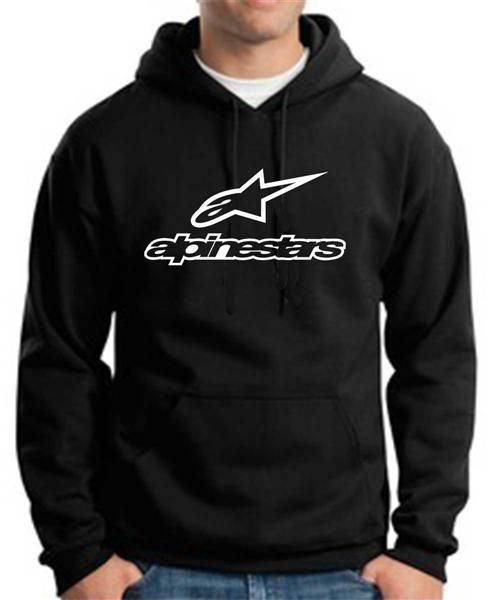 Alpinestars Black Hoodie Motorcycle Racing Gear Hooded Motocross 