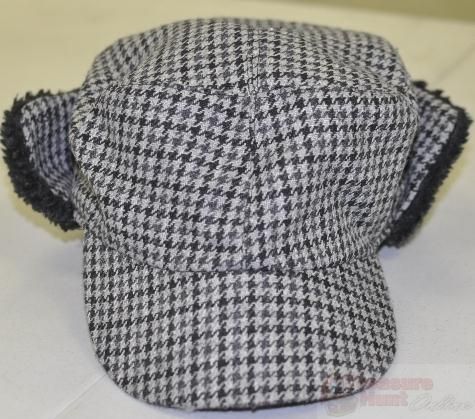 Amicale Houndstooth Faux Fur Hat Sz L XL