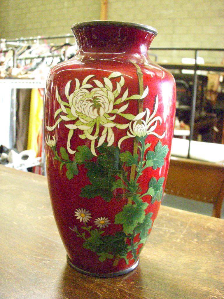 Fine Ando Peony Red Japanese Flower Vase