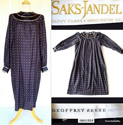 vtg 80s GEOFFREY BEENE Part Two SAKS JANDEL DRESS black gold metallic 