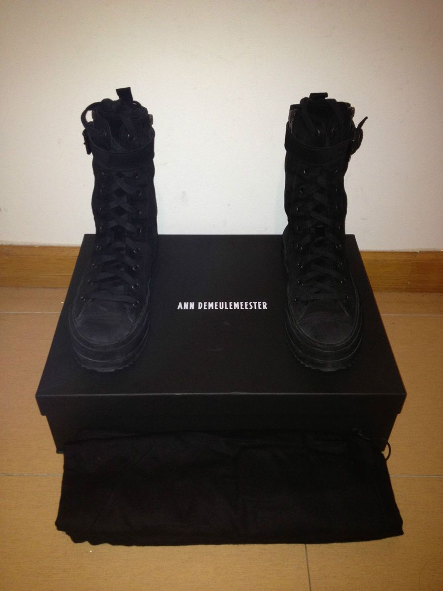 Ann Demeulemeester Sz 41 5 Black Hi tops with buckle rick owens damir 