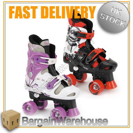   PINK OR RED GIRLS BOYS QUAD ROLLER SKATES ADJUSTABLE SIZES 10 to 5