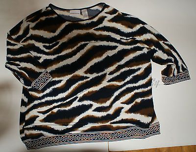   Dunner shirt Plus size 3X Black, Brown and White Striped print NWT