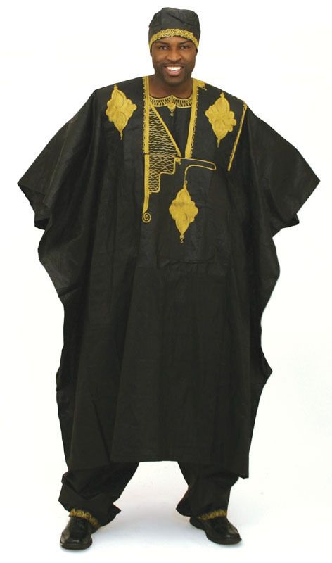 AFRICAN WEDDING ATTIRE MENS EMBOIDERED GRAND BOUBOU 4 PIECE KUFI HAT 