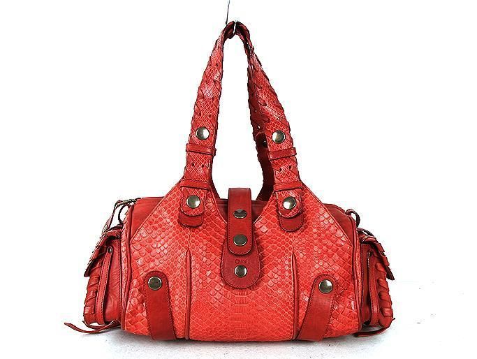 £3,800 100% AUTH Limited Edition CHLOE SILVERADO RED PYTHON LEATHER 