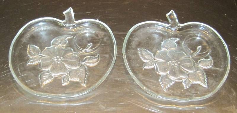 1950s Hazel Atlas Orchard Ware Apple Blossom Snack Plates Nice