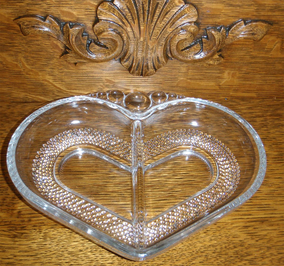 Vintage Elegant Duncan Miller Clear Glass Heart Shaped Valentines Day 
