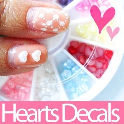 Heart Shape Nail Art Decals Rhinestone Free Nail Glue