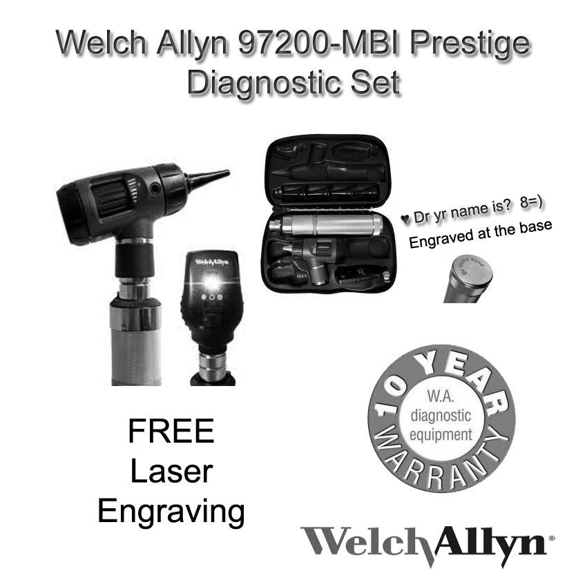 97200 MBI WELCH ALLYN Prestige Diagnostic Set FREE LASER ENGRAVING