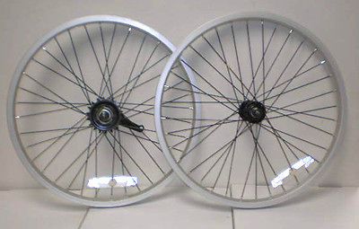 BICYCLE WHEELS, 20, SILVER/BLACK, 3/8 AXLE, CB, NEW, #CB02