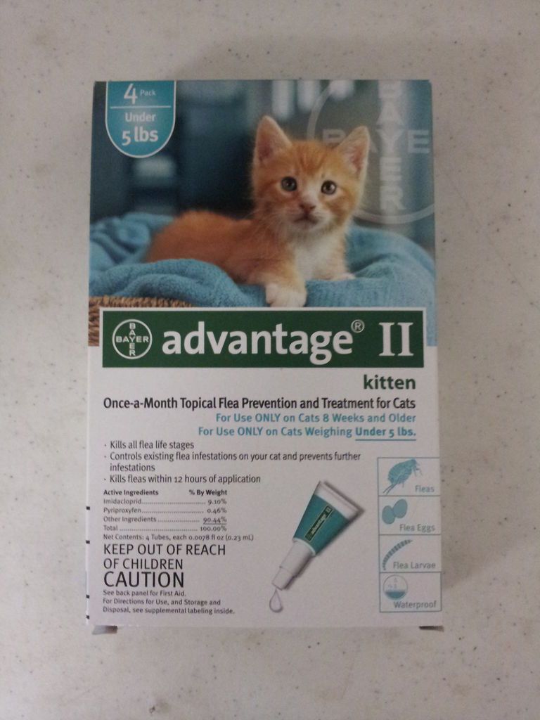 Advantage II KITTEN Under 5 lbs 4pk (4 Month Supply) 8 weeks and 