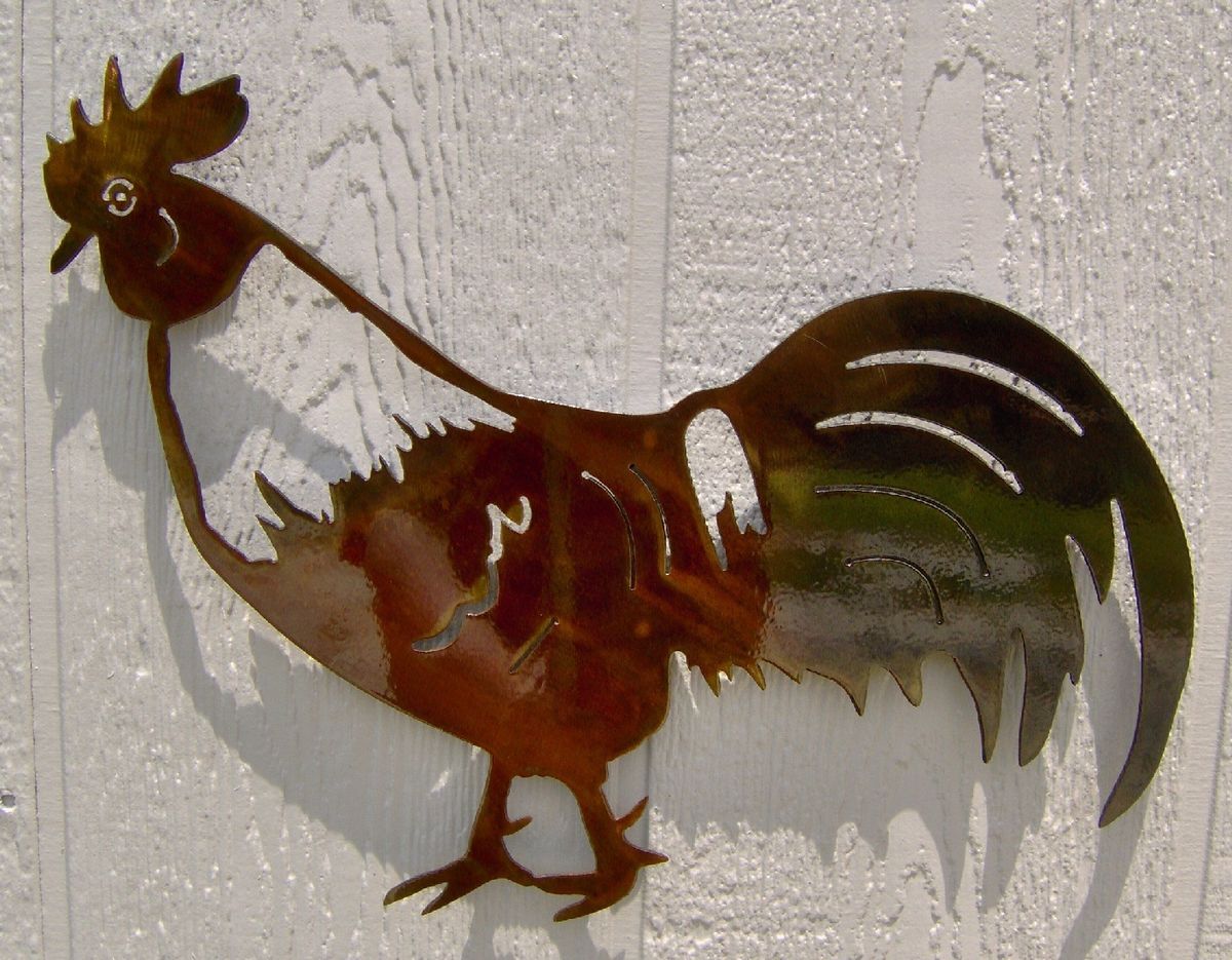 Rooster Dining Room or Kitchen Metal Wall Art Copper Patina Finish 