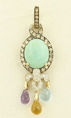 LeVian Turquoise, Citrine, Topaz, Amethyst, Chocolate Diamonds 14K 