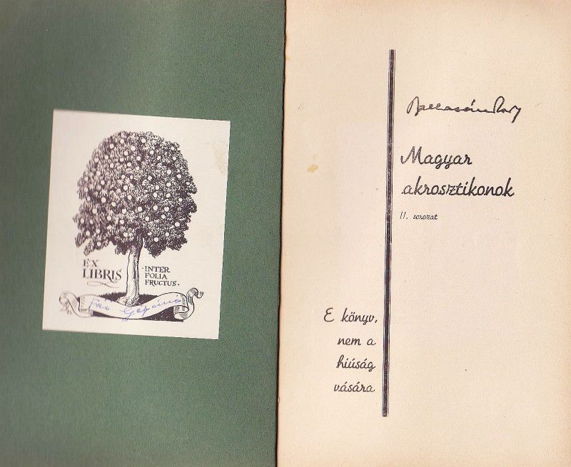 Balla Magyar AKROSZTIKON0K II HUNGARY1942 32 Exlibris