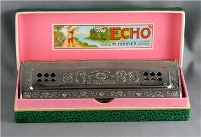 VINTAGE HOHNER ECHO HARP HARMONICA IN BOX  MINT