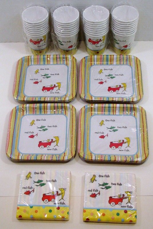 Dr Seuss Baby Shower Party Set 32 Dessert Plates Cups Beverage Napkins 