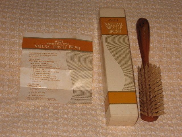 NEW Vintage Avon Professional Style Natural Bristle Hair Brush NOS box 