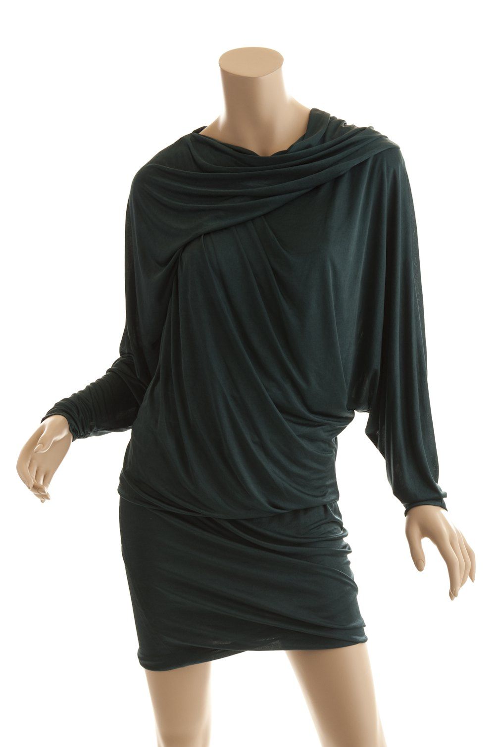 BCBG Max Azria Runway Collection Fern Green Draped Neckline Dress Size 