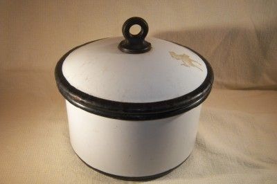 Vintage Enamelware Baby Bottle Sterilizer 1950s White & Black