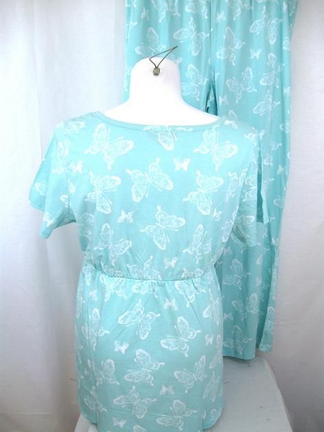 Sleepin by Bedhead PJs Size 1x 2 Piece Cotton Pajama Set Aqua 