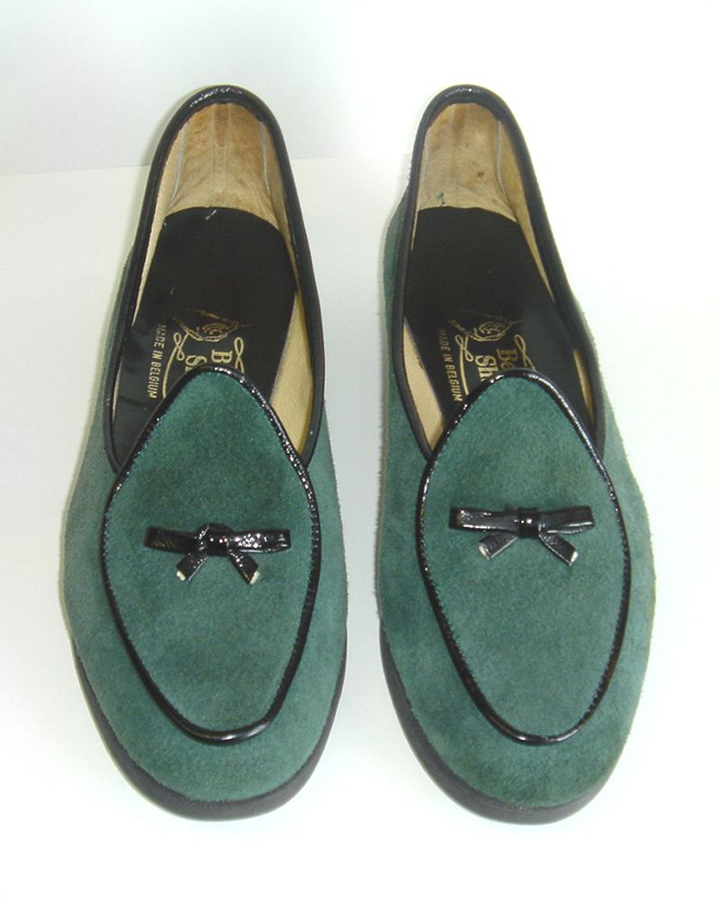 NEAR MINT Lovely BELGIAN SHOES Green SUEDE Marked 4 5W 6WUS 325