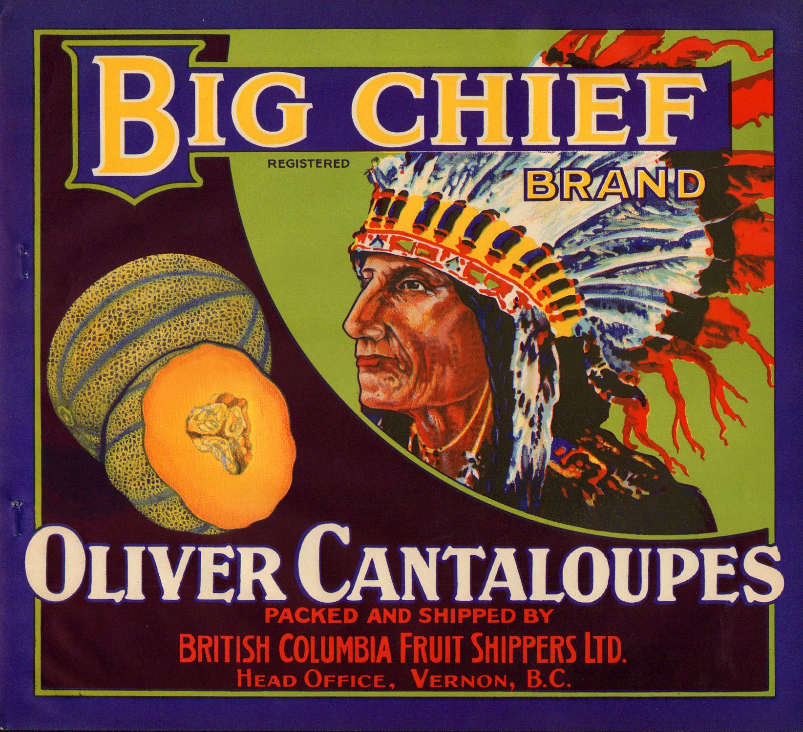 brand big chief variation type melon origin vernon bc circa 1920 dist 