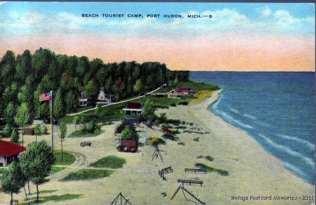 Port Huron MI 1950 Lake Huron Beach Tourist Camp Gem