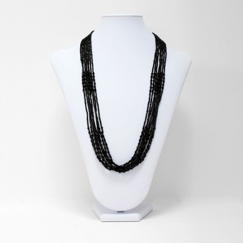 Fashion Jewelry Black Multi Strand Seed Beaded Necklace